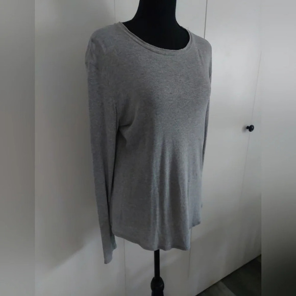 Eileen Fisher Ribbed Knit longsleeve top blouse Gray Medium Lightweight stretch - Picture 5 of 6